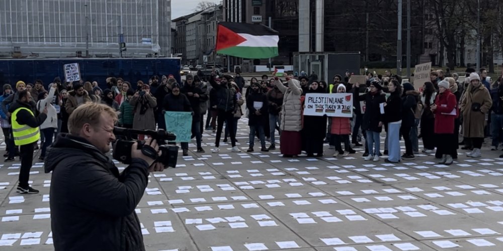 На площади Вабадузе прошла демонстрация в поддержку Палестины